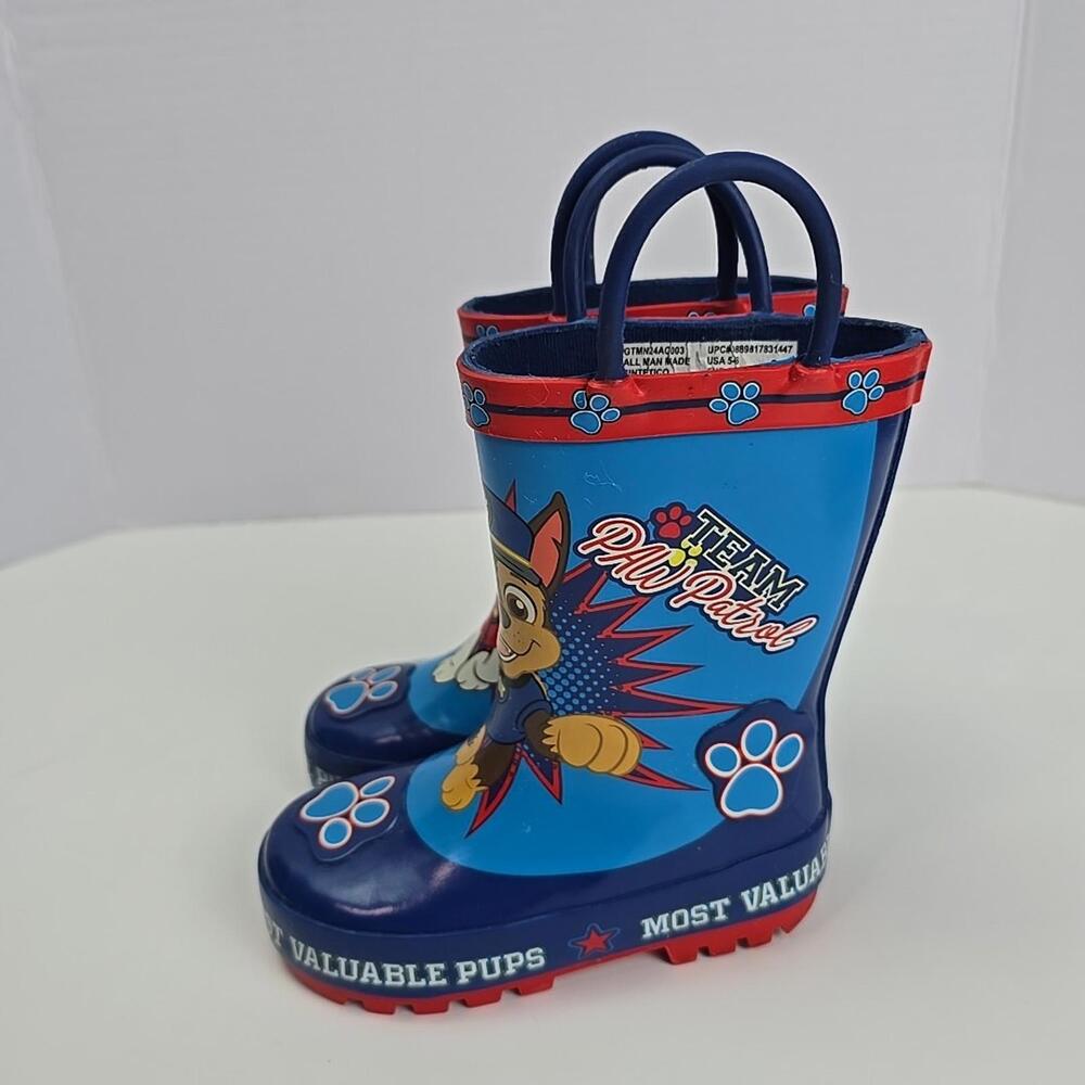 Paw Patrol Toddler Boys Rain Boots,blue,red,size 5-6, Good Used condition - Picture 4 of 9